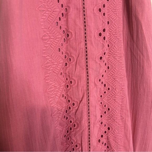 House of Harlow 1960 Dress Sz L Coral Mauve Salmon Eyelet Embroidered Boho Mini - Picture 3 of 10